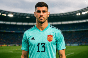 Hipotética imagen de Joan García vistiendo la camiseta de la selección española: Copilot.